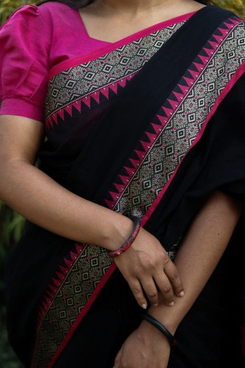 Cotton Black Saree - 2