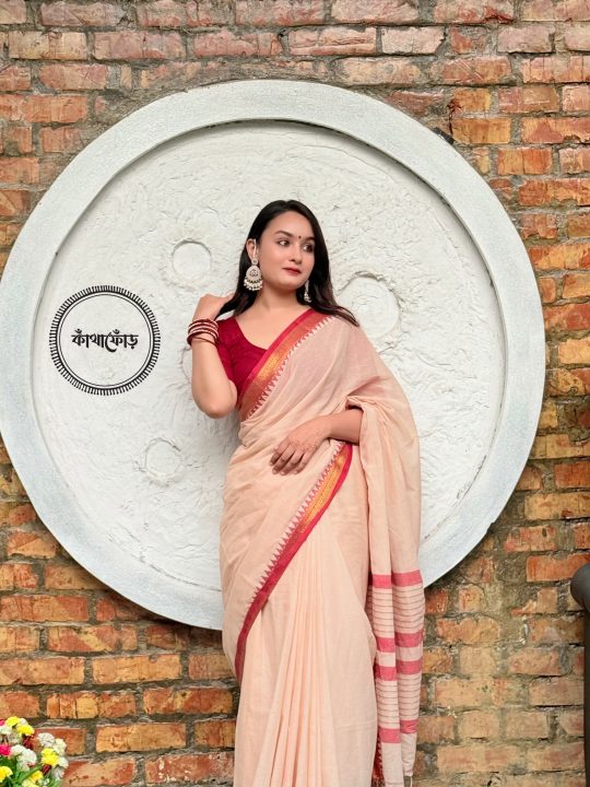 White Ash cotton Saree
